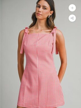 Mable Cecilia Red Gingham dress with bow detail
